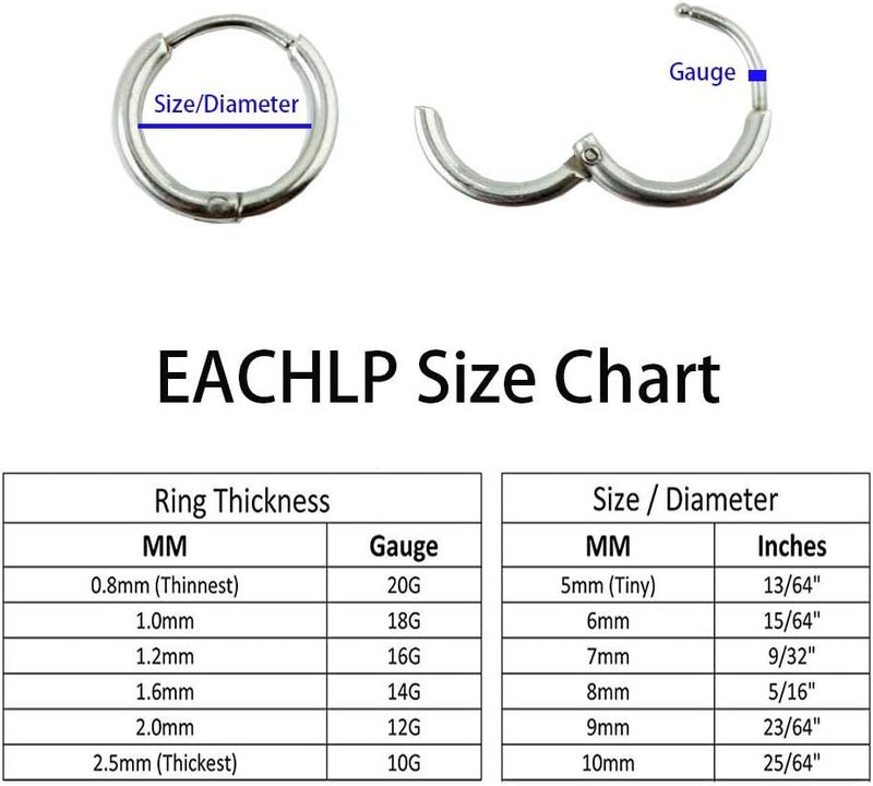 EACHLP Unisex 18K Real Gold Plating Surgical Steel Sleeper Tiny Hoop Earrings,Nose Ring Septum Ring Helix Ring Daith Ring Lip Ring Nipple Ring Snug Ring Rook Ring Body Piercing Jewelry - Image 5